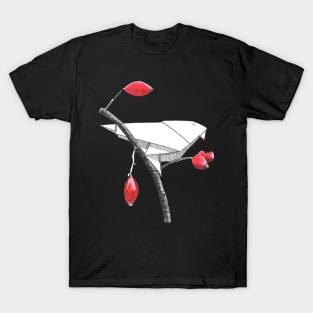 Fruit eating origami bird T-Shirt